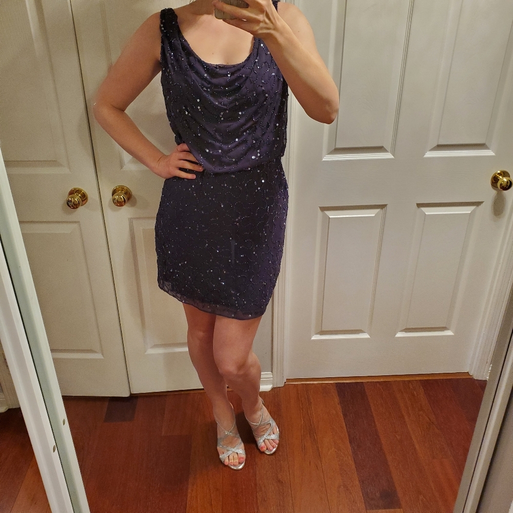 Plum Beaded Party Dress